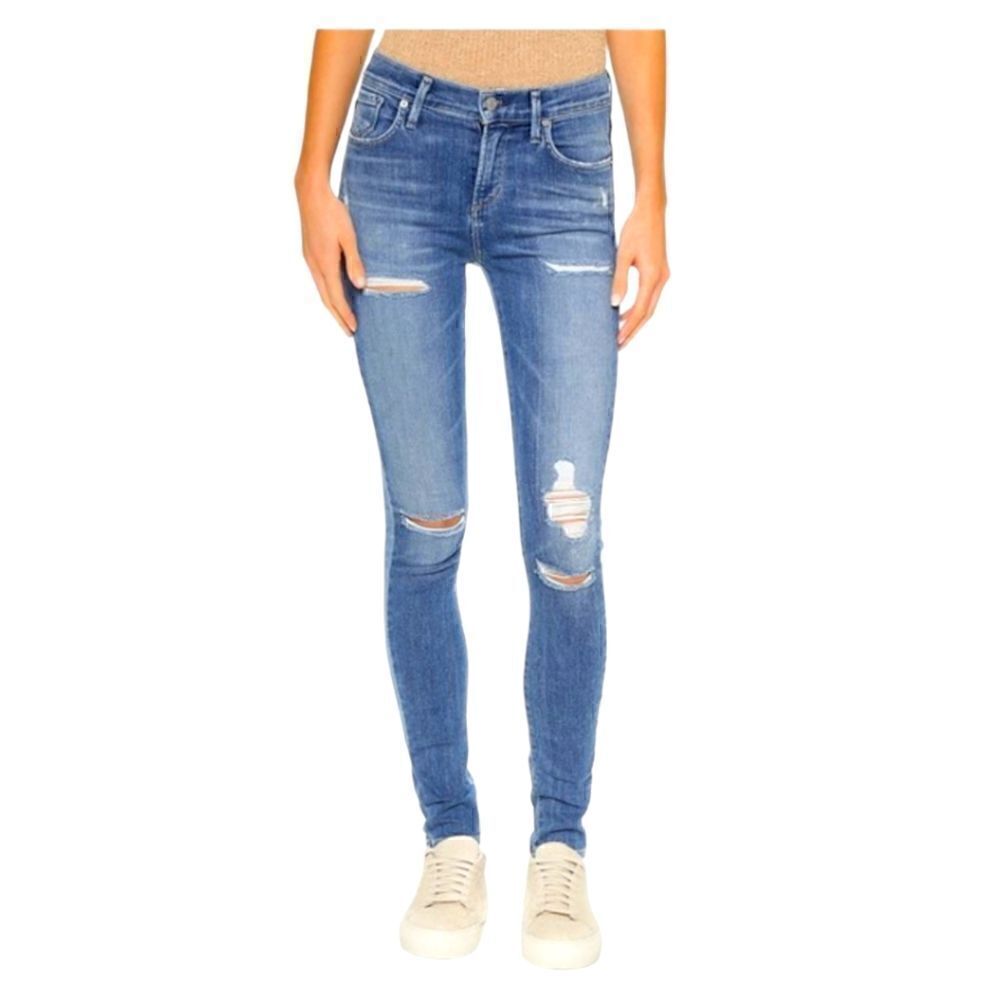 AGoldE Women's Sophie Mid Rise Skinny Jeans Distressed Size 28 - Picture 2 of 15